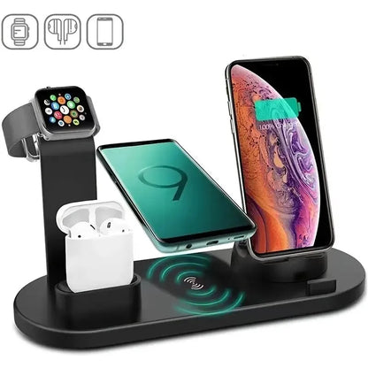 5 In 1 Wireless Charger Stand Pad For iPhone, Android Type-C, and Micro-USB phones.