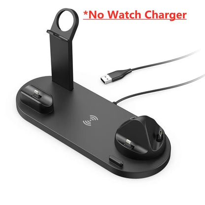 5 In 1 Wireless Charger Stand Pad For iPhone, Android Type-C, and Micro-USB phones.