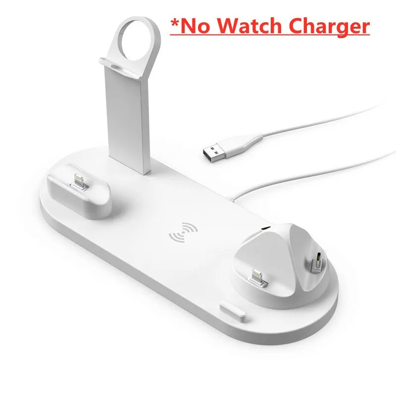 5 In 1 Wireless Charger Stand Pad For iPhone, Android Type-C, and Micro-USB phones.